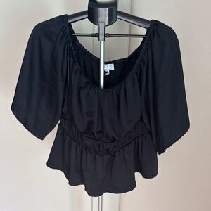 Sofia by Sofia Vergara Black Ruffled Peplum Blouse